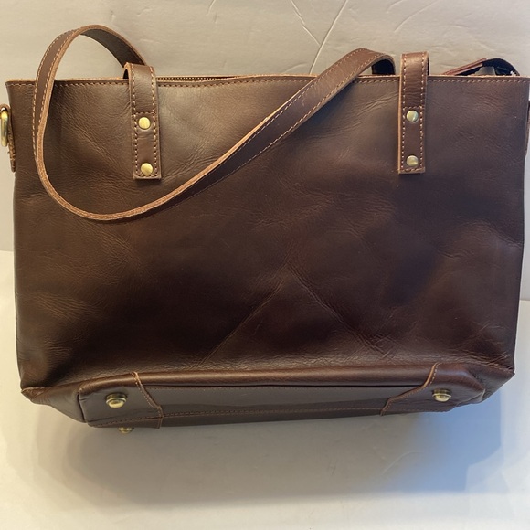 New! Women's Vintage Genuine Leather Shoulder Bag Work Totes Handbag, Dark Brown - Picture 16 of 16